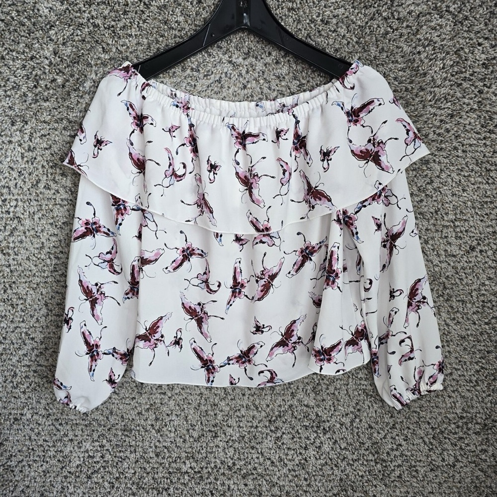 Wilfred Off-The-Shoulder Floral Long Sleeve Top – Size Large